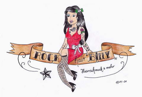 Auftragsarbeit für Fa. "Rockhairbilly Haarschmuck & mehr" - Die Rockabilly Göre wird zukünftig die Startseite der jungen Firma in Facebook zieren. / 24.03.14 © bodyART Galerie