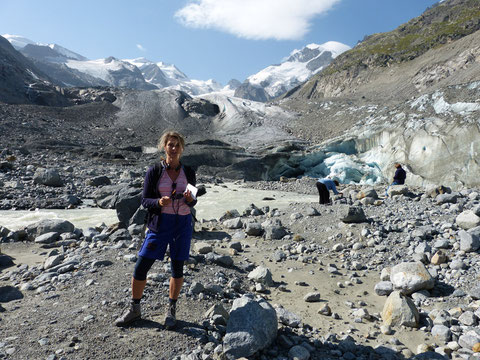Am Morteratschgletscher: Tonaufnahmen zur Reportage "Gletscherschmelze im Alpenparadies"