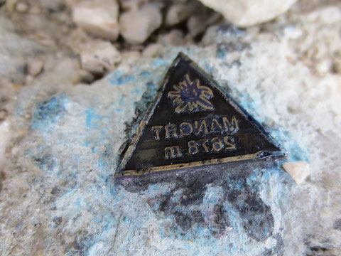 Gipfelstempel am Mangart