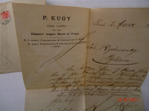 Brief aus dem Handelshaus Kugy in Triest 1905