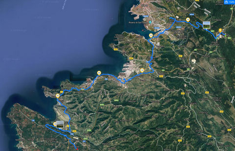 Unsere Parenzana-Streckenaufzeichnung der 1. Etappe mit dem Bahntrassenradweg "Giordano Cottur"