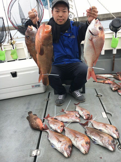 初挑戦で AKO43頭に　鯛10Fish！　お見事‼(^^♪