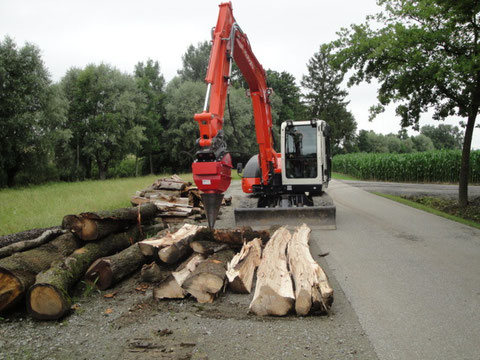 Kubota KX 80-3a mit Kegelholzspalter Lasco M 3