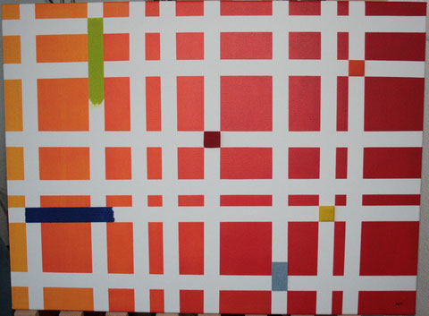 Stripes and Fields; Acryl & Quarzsand auf Leinwand; 60x80