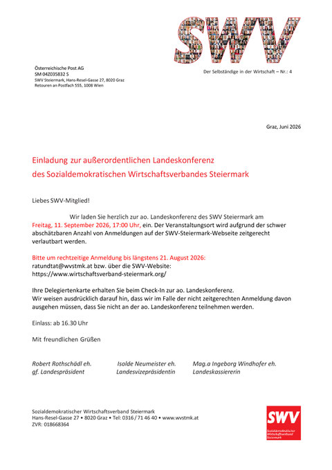 Einladung zur ao. Landeskonferenz – Seite 1