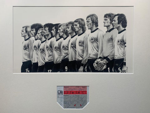 WM 74, Original Eintrittskarte vom Finale Deutschland gegen Holland, original signiert von allen Weltmeistern