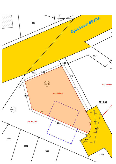Baugrundstück Nr. 2 vermasst