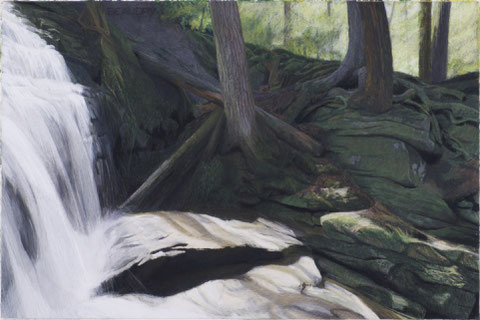 francois beaudry pastel et aquarelle peinture tableau paysage cascade série via appalachia 10