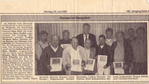 Zeitungsausschnitt vom 25. Juni 2001