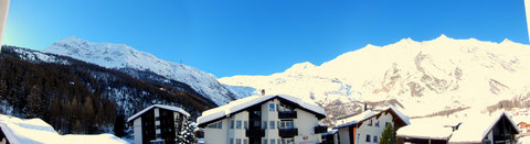 Appartement 1 à 8, vue du balcon exposition sud en hiver