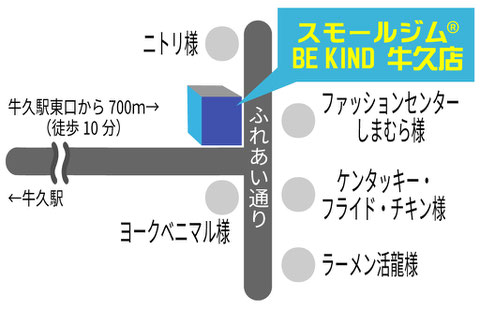 スモールジム BE KIND 牛久店アクセス