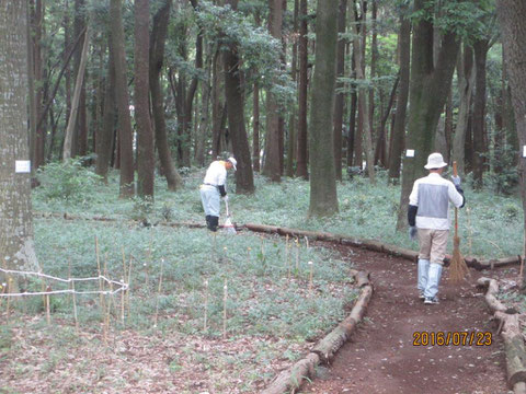 今日も通路の清掃から始めます