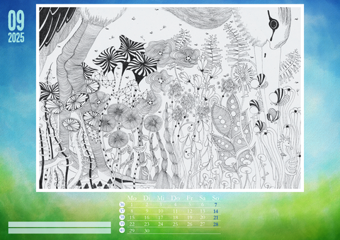 Zentangle Wandkalender S/W Storchenparadies