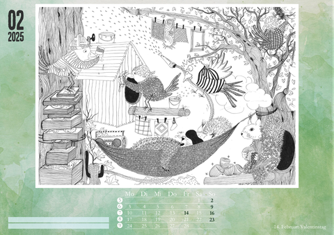 Zentangle Wandkalender S/W Frühjahrsputz