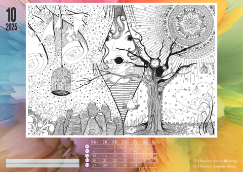 Zentangle Wandkalender S/W Überraschung