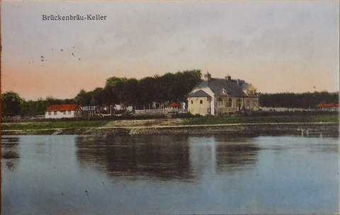 Brückenbräukeller um 1925 - Blick von der gegenüberliegenden Mainseite