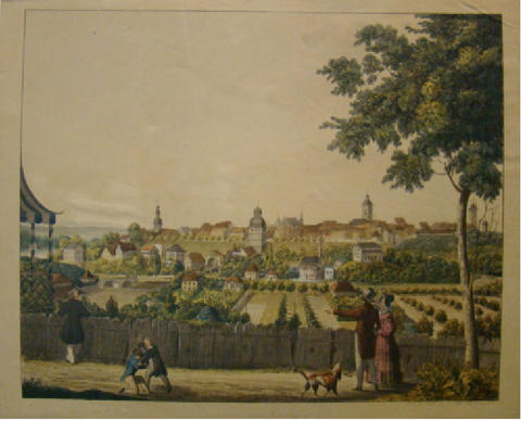 Schweinfurt 1836 von Osten (Morgenseite) Radierung von Andreas Friedrich Kornacher