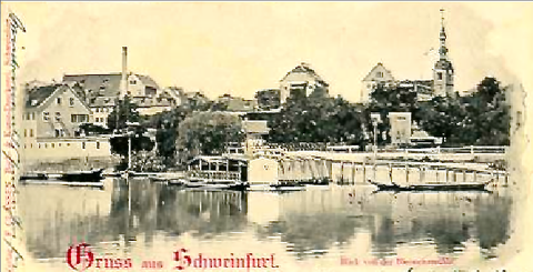 Blick von der Bleiweißmühle auf Schweinfurt 1898