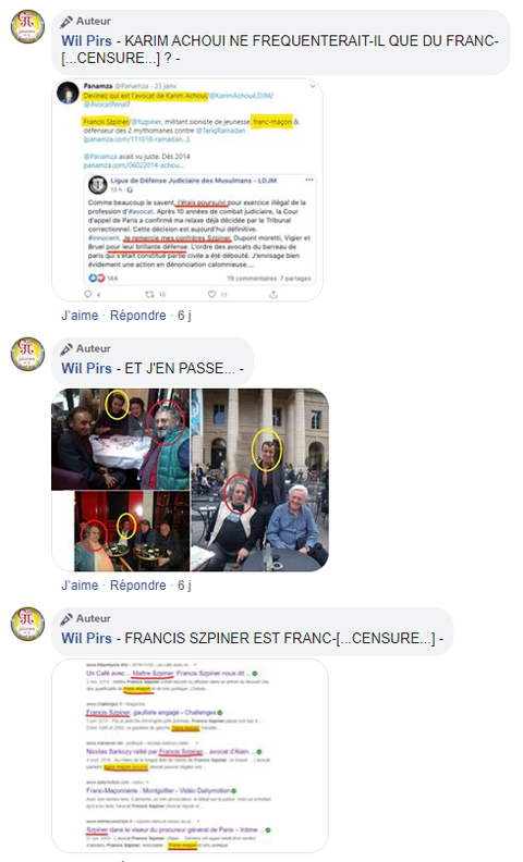 Facebook WIL PIRS Maître Wildfried PARIS AVOCAT DISSISENT Menacé de mort en FRANCE www.jesuispatrick.fr ALERTE ROUGE www.alerterouge-france.fr