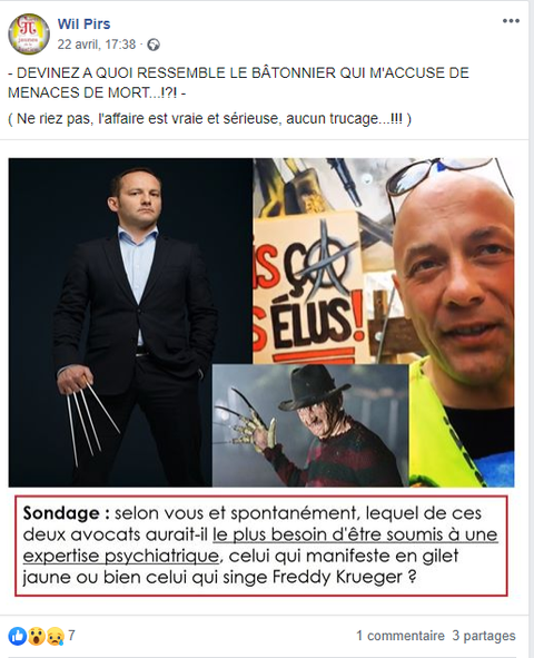 Facebook WIL PIRS Maître Wildfried PARIS AVOCAT DISSISENT Menacé de mort en FRANCE www.jesuispatrick.fr ALERTE ROUGE www.alerterouge-france.fr