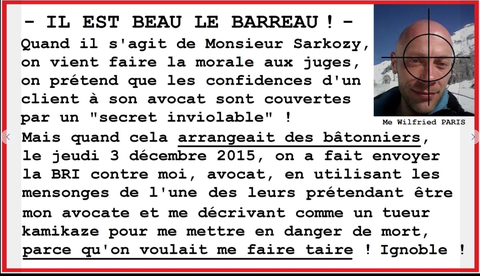 La loi du Silence Facebook WIL PIRS Maître Wildfried PARIS AVOCAT DISSISENT Menacé de mort en FRANCE www.jesuispatrick.fr ALERTE ROUGE www.alerterouge-france.fr