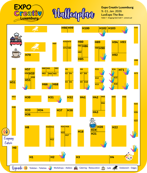 Hallenplan ExpoCreativ Luxemburg 2026