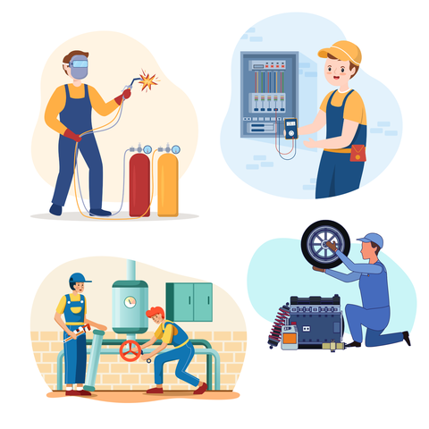 maintenance générale, électrique, mécanique, soudage, peinture, instrumentation de mesure, garage, climatisation...