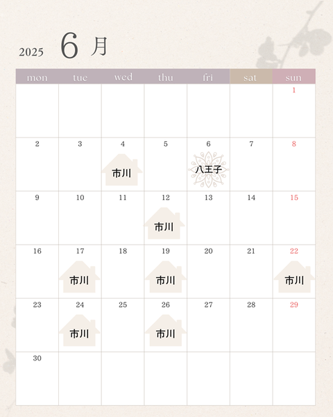 2025年 6月 スケジュール