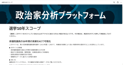 高木社長が開発した政治家分析プラットフォーム(画像からサイトへ飛びます)