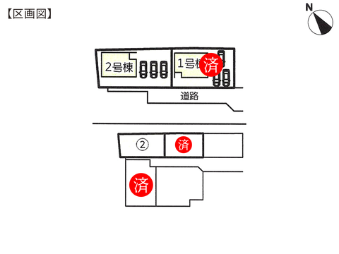 瀬戸内市長船町福里の新築 一戸建て分譲住宅の区画図