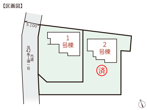 岡山県玉野市山田の新築 一戸建て分譲住宅の区画図