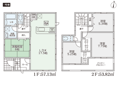 瀬戸内市長船町服部の新築 一戸建て分譲住宅の間取り図