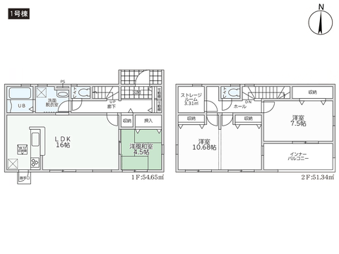 倉敷市西富井の新築 一戸建て分譲住宅の間取り図