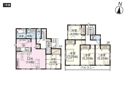倉敷市林の新築 一戸建て分譲住宅の間取り図