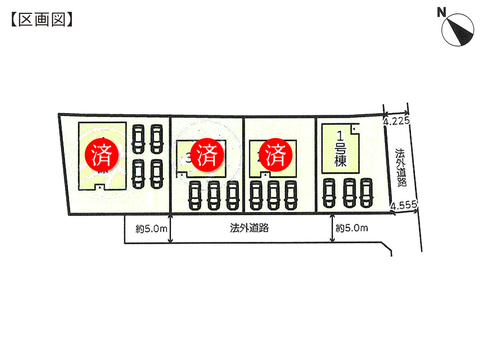 瀬戸内市長船町土師の新築 一戸建て分譲住宅の区画図