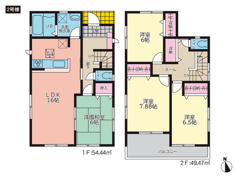 岡山県倉敷市西中新田の新築 一戸建て分譲住宅の間取り図