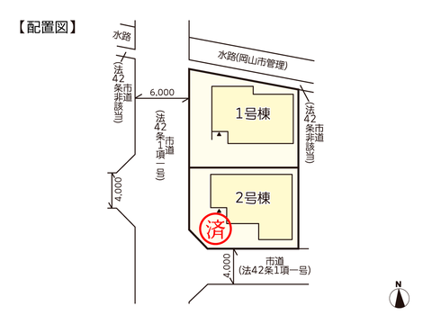 岡山県岡山市東区益野町の新築 一戸建て分譲住宅の区画図