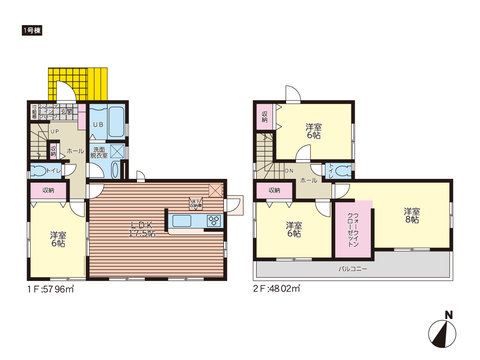 岡山市東区城東台東の新築 一戸建て分譲住宅の間取り図