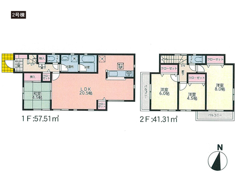 岡山市中区山崎の新築 一戸建て分譲住宅の間取り図