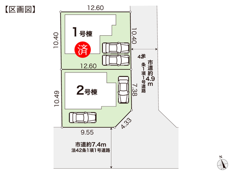 岡山県岡山市南区築港新町の新築 一戸建て分譲住宅の区画図