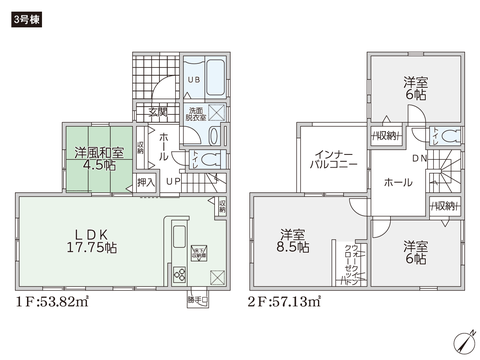 岡山県倉敷市林の新築 一戸建て分譲住宅の間取り図