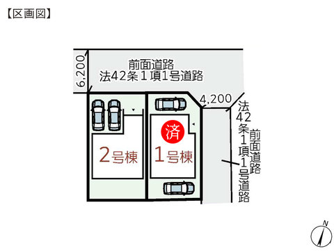 岡山県倉敷市笹沖の新築 一戸建て分譲住宅の区画図