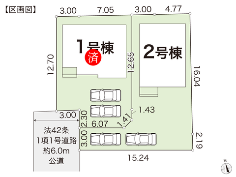 岡山県岡山市東区益野町の新築 一戸建て分譲住宅の区画図