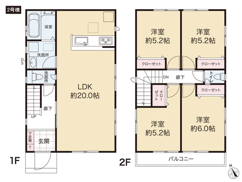 岡山県岡山市南区福成の新築 一戸建て分譲住宅の間取り図