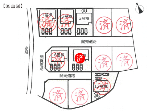 岡山市北区宿の新築 一戸建て分譲住宅の区画図