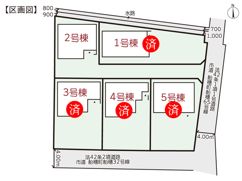 倉敷市船穂町船穂の新築 一戸建て分譲住宅の区画図