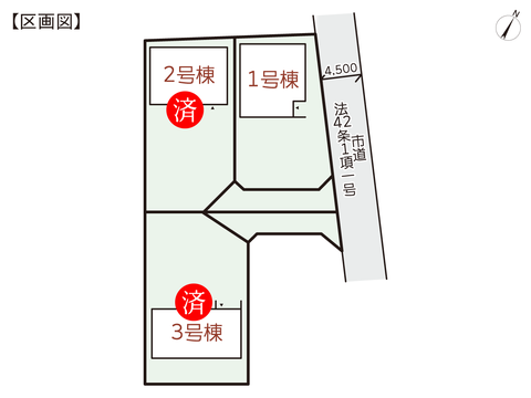 岡山市北区小山の新築 一戸建て分譲住宅の区画図