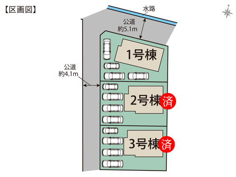 岡山市東区益野町の新築 一戸建て分譲住宅の区画図