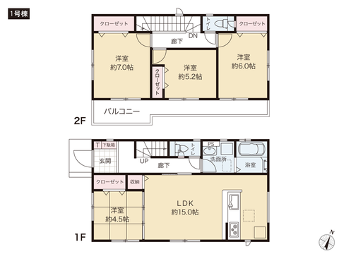 岡山県岡山市中区乙多見の新築 一戸建て分譲住宅の間取り図