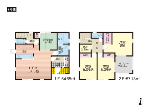 岡山市中区藤崎の新築 一戸建て分譲住宅の間取り図